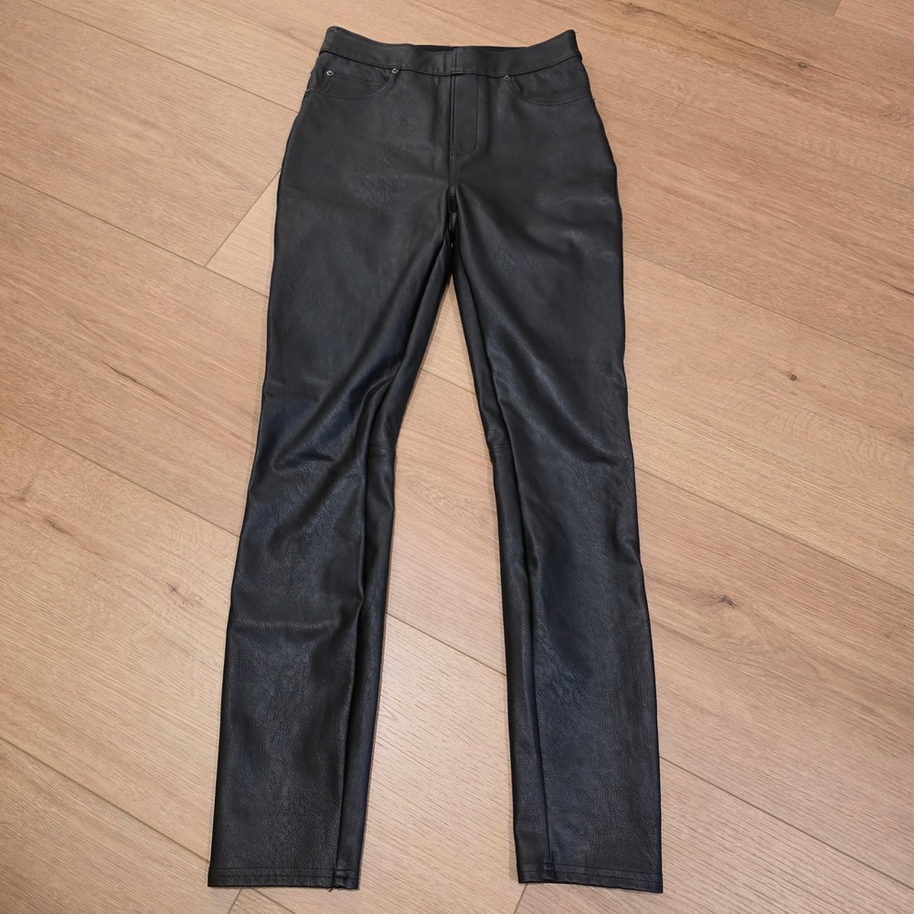Spanx Leggings Womens XS Black Faux Leather High Waisted Shaping Pants Moto Chic